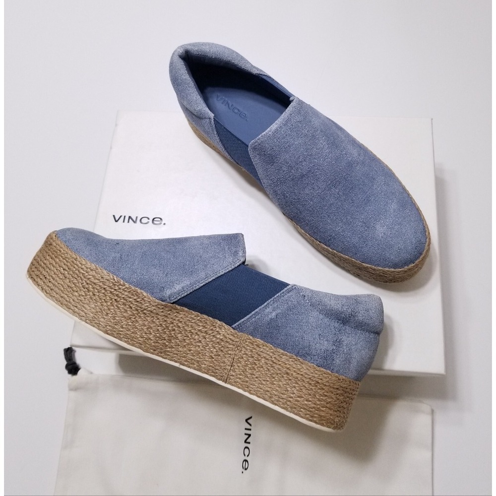 Vince Wilden Suede Platform Espadrille Slip On Sneakers Indigo NIB Size 7.5 $225